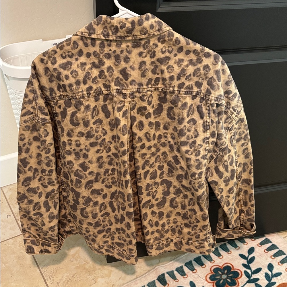 We The Free Leopard-Print Denim Jacket in Tan & Black - Picture 3 of 6